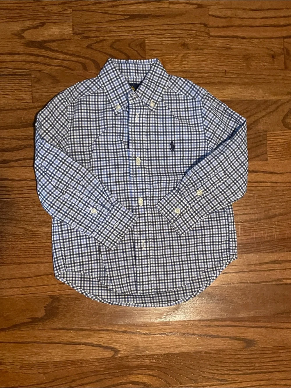 Ralph Lauren Blue and White Checked Button-Down Shirt